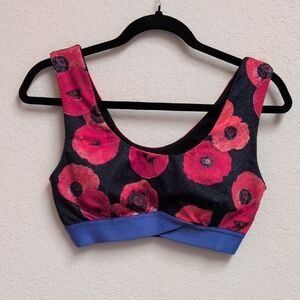 JoyLab Red and Blue Floral Sports Bra
